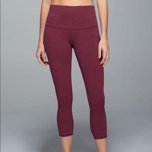 Lululemon Wunder Under Crop Heathered Red
